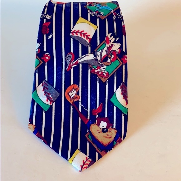 Other - Vintage Looney Tunes Playing Baseball Tie Taz Bugs Bunny Daffy Duck Sylvester
